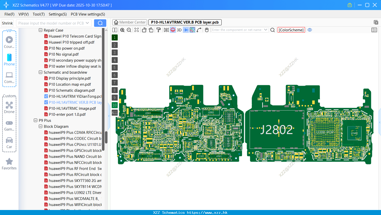 Huawei P10-HL1AVTRMC VER.B PCB Layer